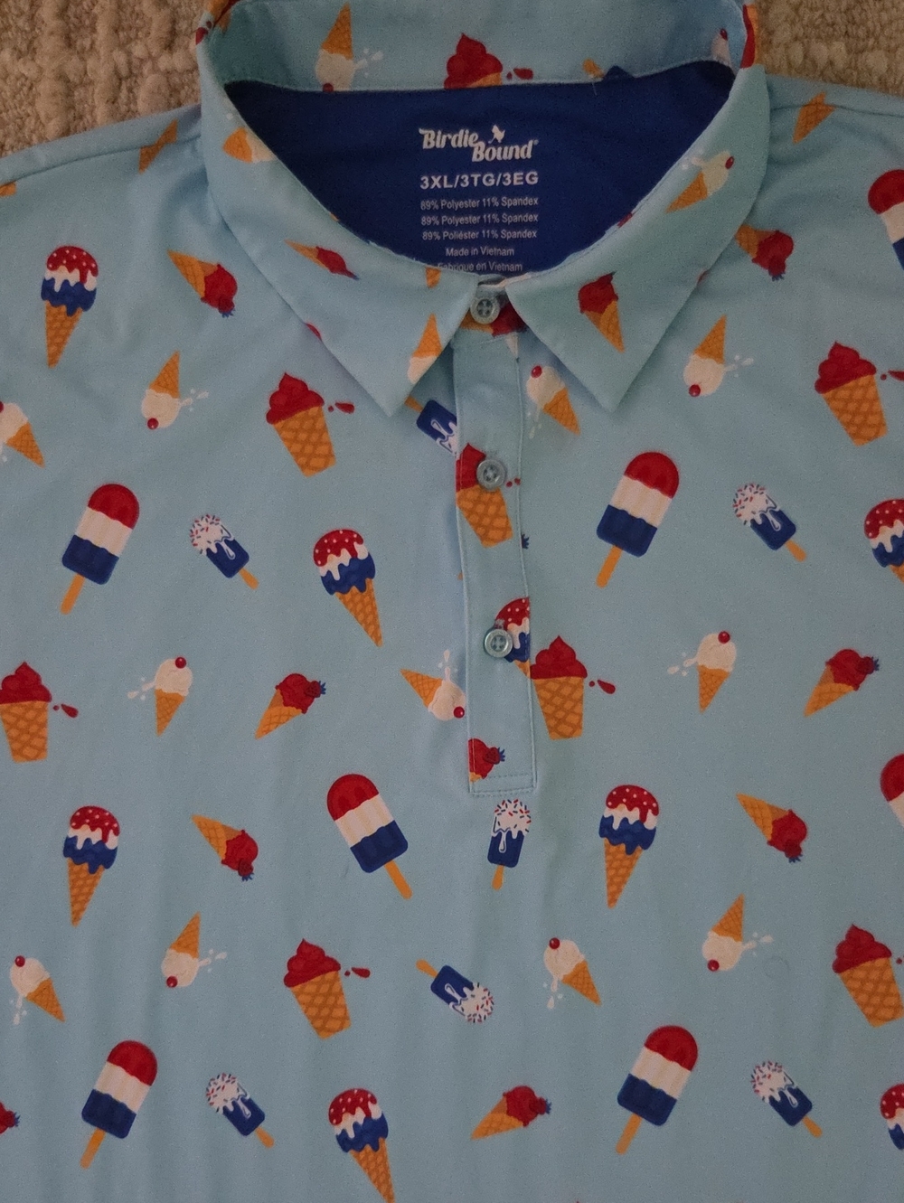 Birdie Bound Golf Polo Shirt Men's 3XL Ice Cream Bomb Pop Novelty Print